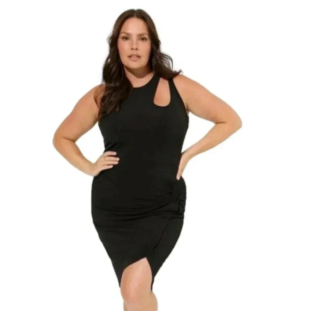 Torrid Studio Knit High Neck Asymmetrical Cut-out Top‎ Size 1X
